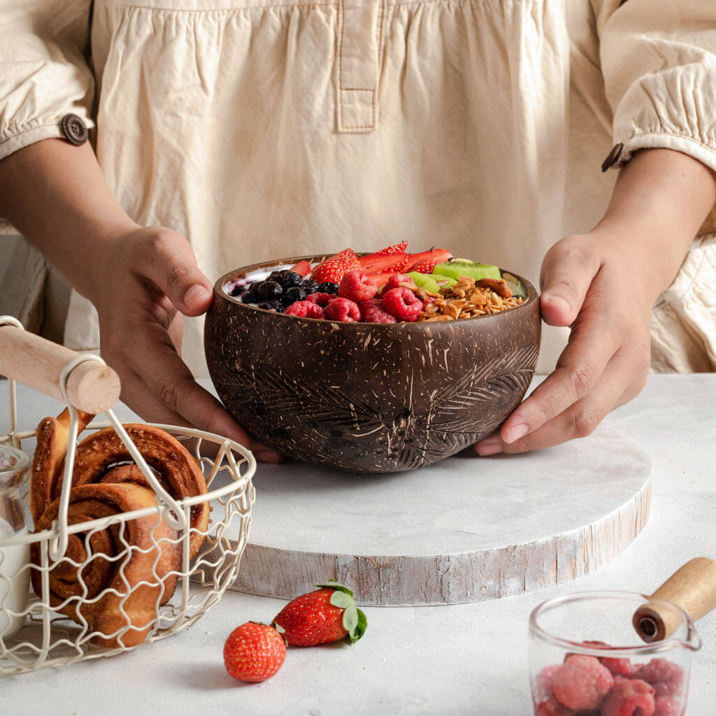 Eco-Friendly Coconut Bowls with Spoons - Set of 2 | Zero Waste Kitchen