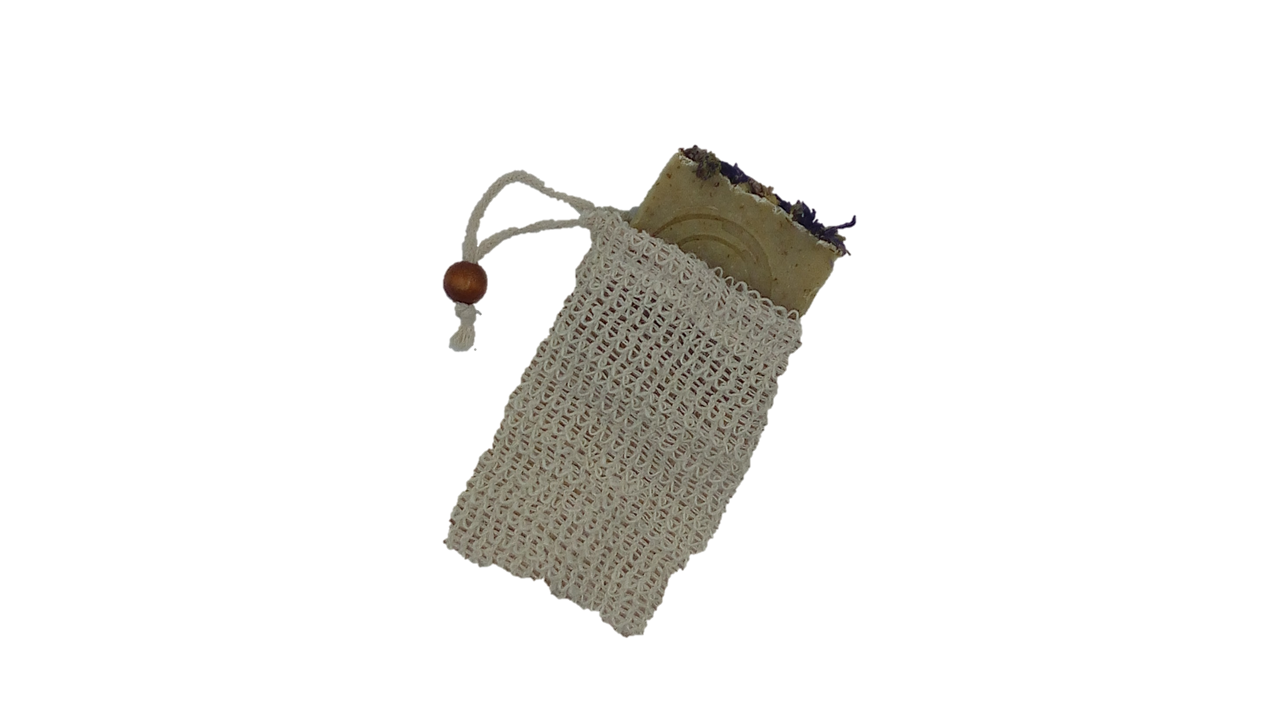 Natural Accessories Trio Set — Soap Bag, Sisal Mitt & Bamboo Dish