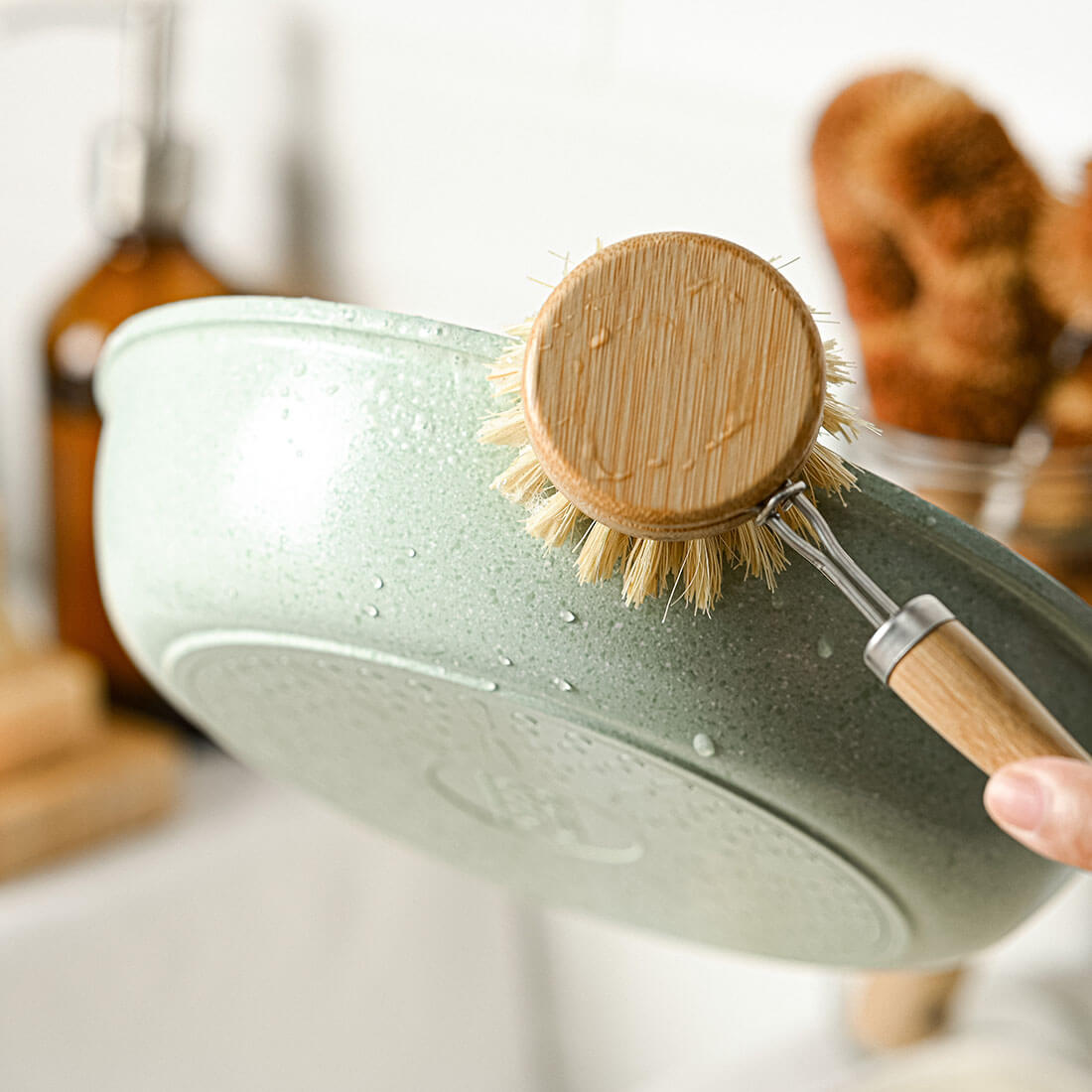 Natural Bamboo Dish Brushes Set of 6 - Zero Waste Kitchen Cleaning
