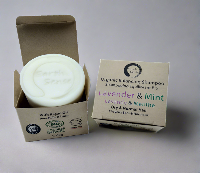 Solid Shampoo Bar - Lavender & Mint for Dry Hair | Organic Zero Waste 60g