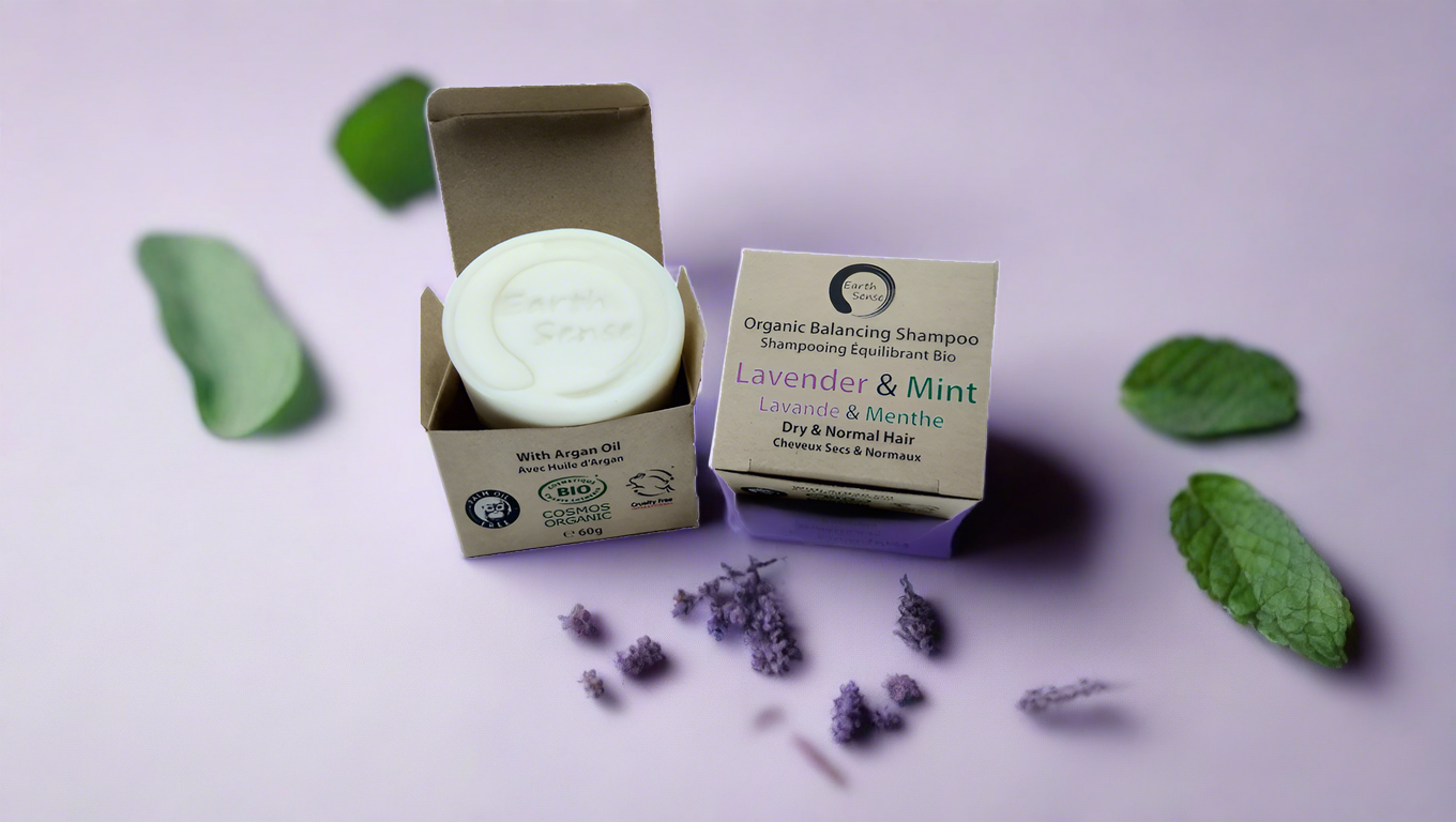Solid Shampoo Bar - Lavender & Mint for Dry Hair | Organic Zero Waste 60g