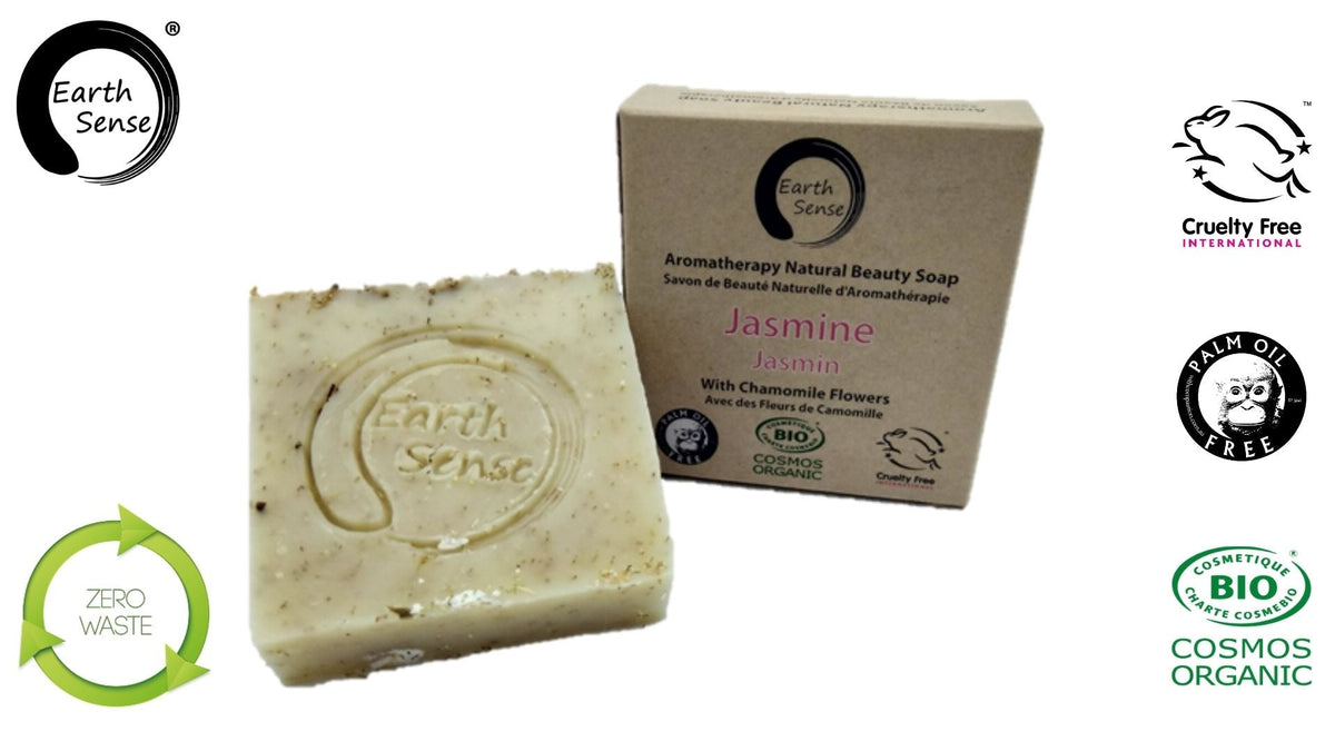 Organic Jasmine Solid Soap with Chamomile Flowers - Natural Palm Oil Free 90g