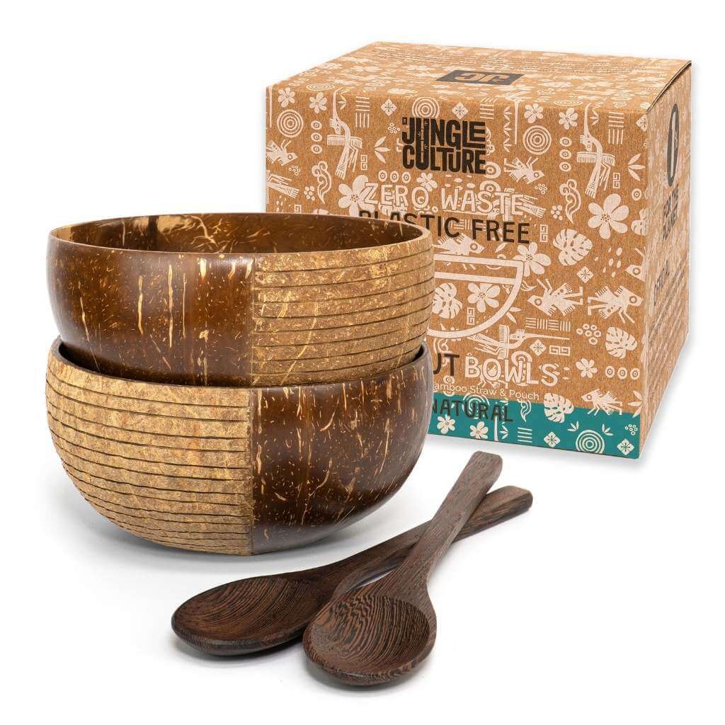 Eco-Friendly Coconut Bowls with Spoons - Set of 2 | Zero Waste Kitchen
