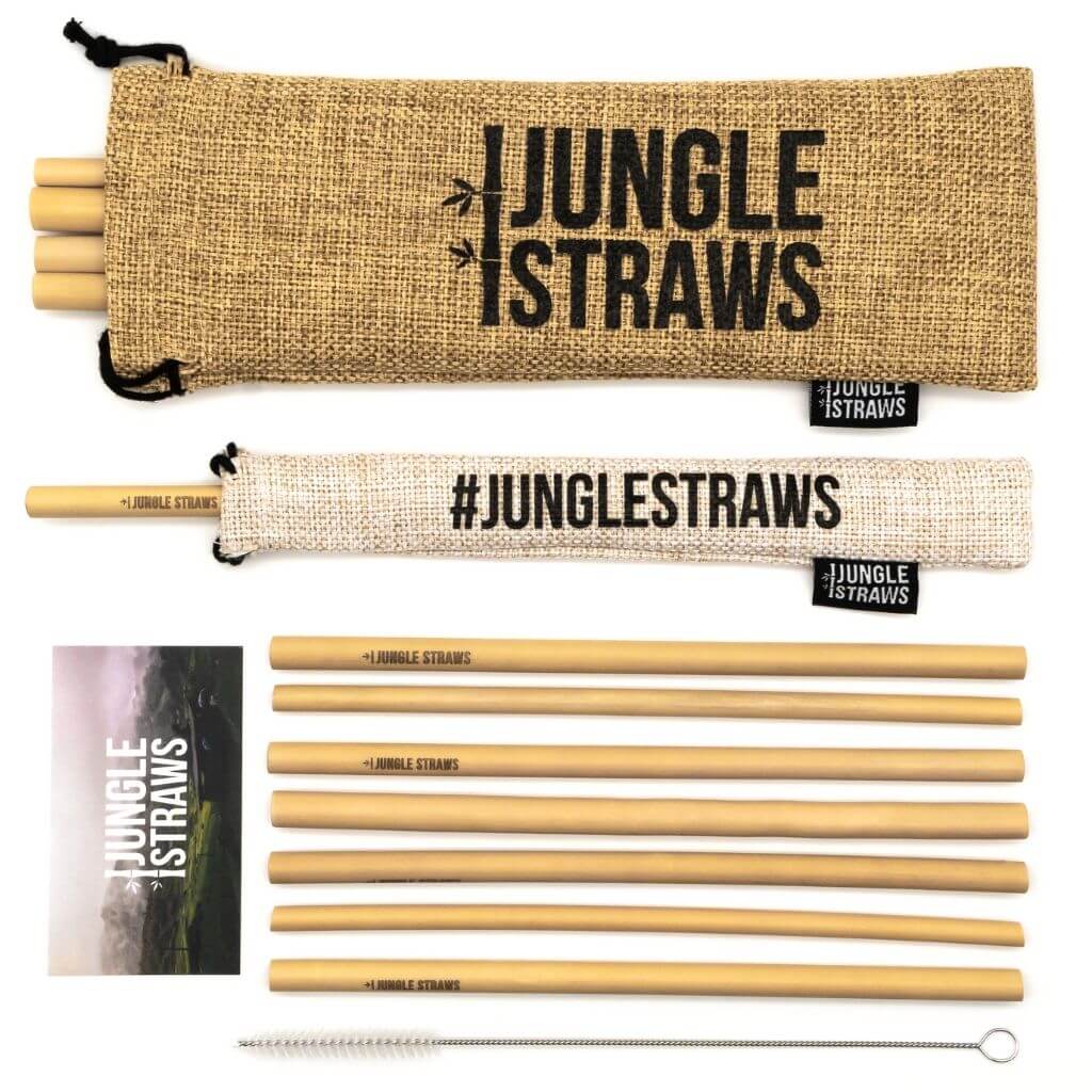 Reusable Bamboo Straws Set of 12 with Cleaning Brushes | Zero Waste